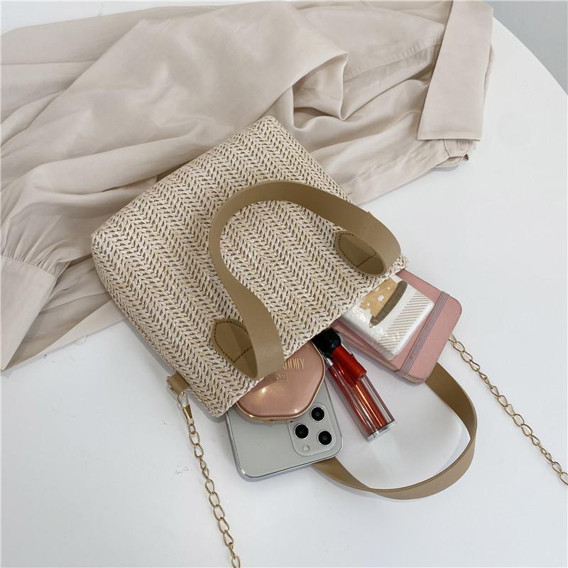 

Womens Storage Bags Women Summer Beach Straw Large Woven Purse Tote Handbags Women's Shoulder Bag, Khaki