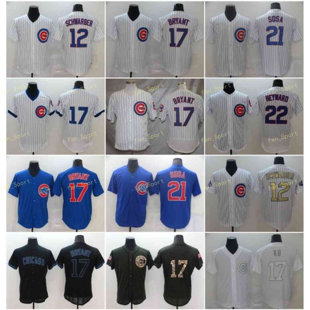 

Mens 12 Kyle Schwarber Baseball Jerseys 21 Sammy Sosa 17 Kris Bryant 22 Jason Heyward Stitched Flexbase Cool Base White Blue, Blue;black