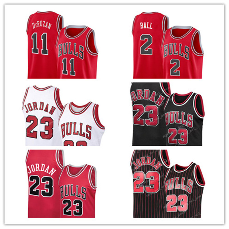 

Demar 11 DeRozan ChicagoBullLonzo 2 Ball Jersey Scottie 33 Pippen Dennis 91 Rodman 23 Michael Basketball Jerseys Retro Mesh top, Black;red