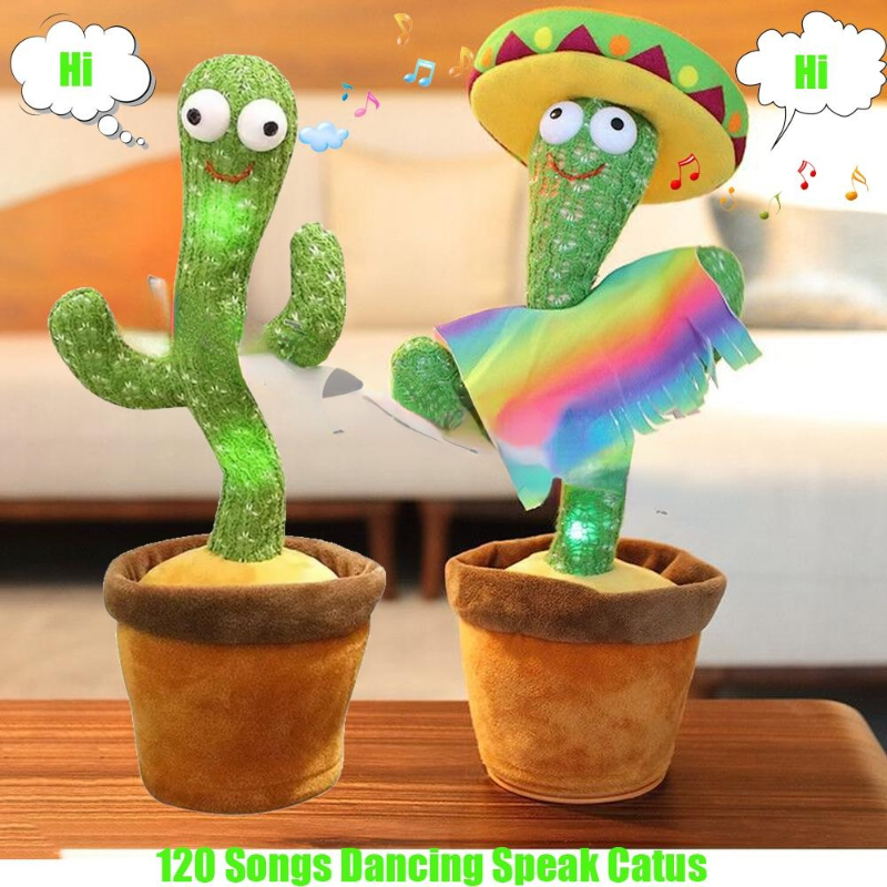 

US STOCK Party Favor 120 Songs USB Dancing cactus Dancer Speaker Repeat Say Talk talking Baby Stuffed Plush Toy children's toys