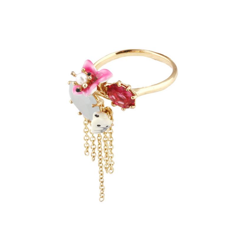 

Cluster Rings European And American Fashion Creative Hand-painted Enamel Glaze Flower Hand Ornaments Tassel Opening Adjustable Ring Female