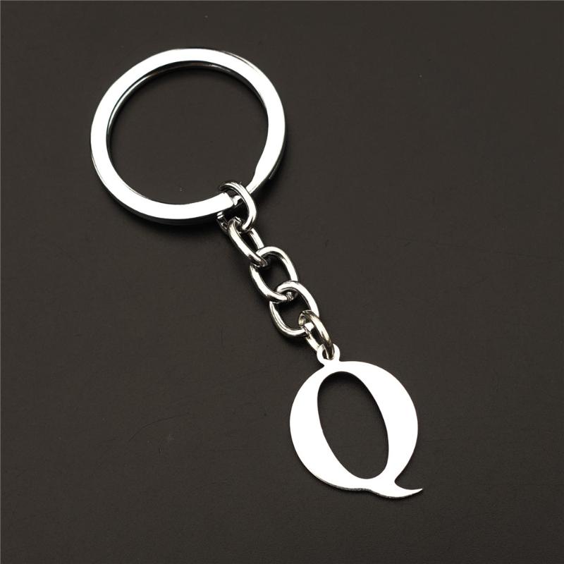 

Keychains 2 Pcs/lot Fashion Name First Letter Keyring Stainless Steel Alphabet Q Keychain Unisex Jewelry