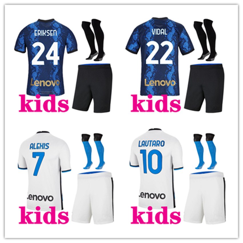 

kids 2021 2022 football kits LUKAKU LAUTARO soccer jersey 21/22 camisa de futebol VIDAL ALEXIS BARELLA SENSI SKRINIAR Kid footbal kit, 20/21 away