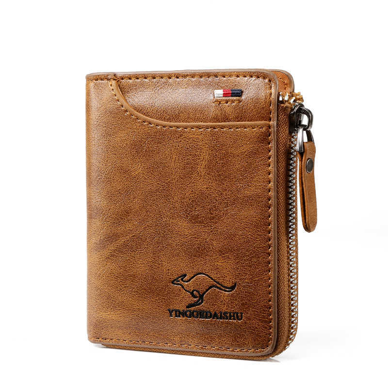 

New Kangaroo Wallet Men's Short Soft Leather Large Capacity Vertical Driver's License Anti Theft Multi Card