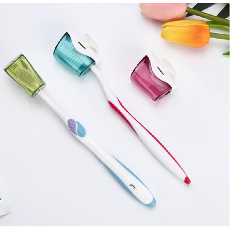 

6pcs Bathroom Wall Mount Toothbrush Holder Suction Cup Rack Dustproof Cap Cover Bath Accessory Set