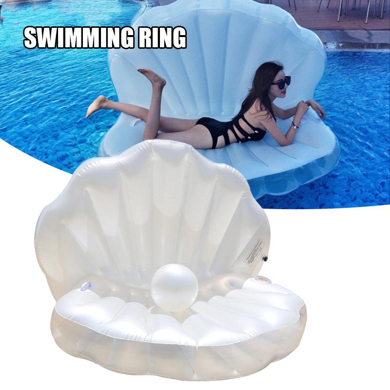 

Life Vest & Buoy Swimming Pool Float Shell Shaped Inflatable Island Creative Summer Raft Lounge For Adults Kids ED889