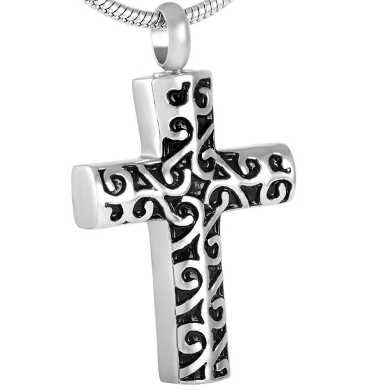 

Pendant Necklaces Classic Latin Cross Necklace For Ashes Urn Cremation Jewelry Stainless Steel Locket Memorial Keepsake