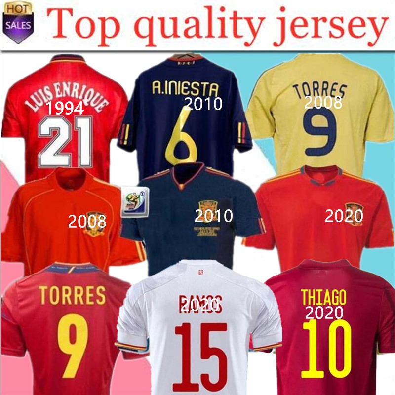 

2020 Spain retro soccer Jersey 1994 RAUL Hierro LUIS ENSRIQUE XAVI ALONSO Caminero Iniesta PUYOL PIQUE David Villa 2010TORRES 2008 2012 1996