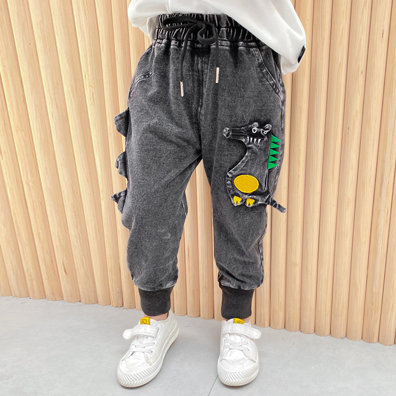 

Kids Boys Jeans Cartoon dinosaur 3D Design Denim Pants 1 2 3 4 5 6 7 Years little boy Pencil Jeans 2021 A/W Baby Boys Clothes, 04