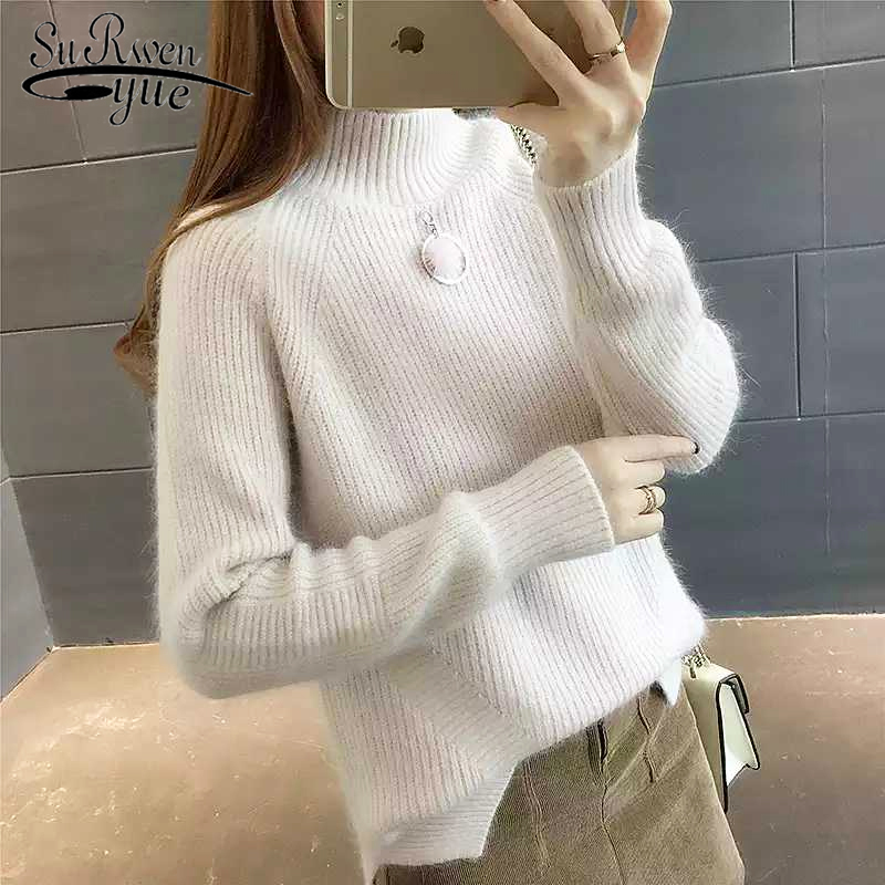 

Autumn and Winter Loose Women Sweaters Long Sleeve Turtleneck Casual Elegant Clothing Tops Fashion 5773 50 210521, Brown