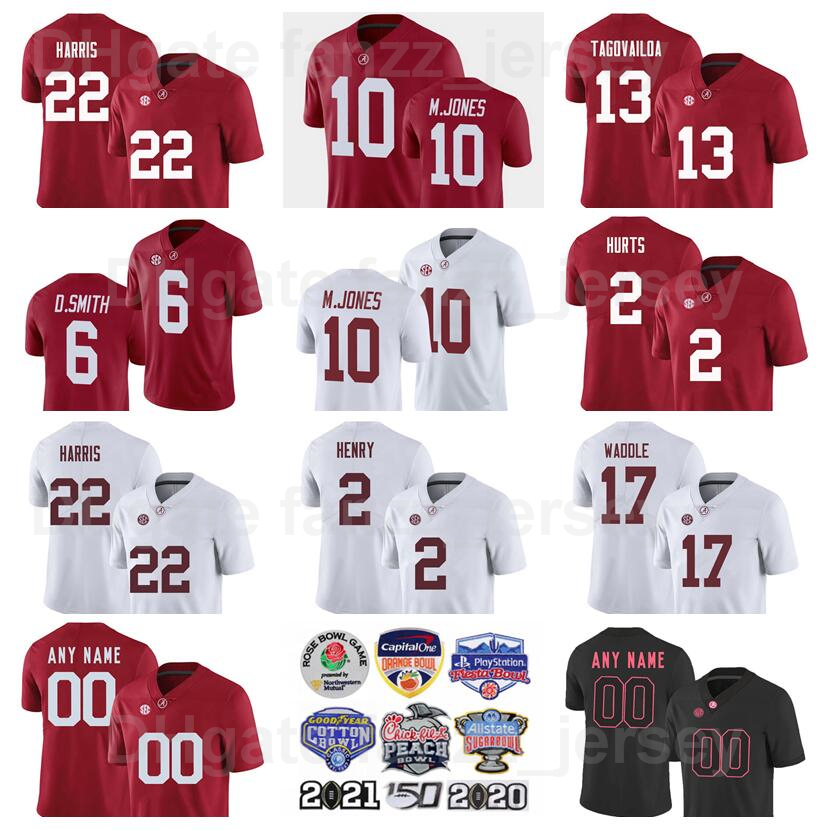 

NCAA Football Alabama Crimson Tide College 10 Mac Jones Jersey 6 Devonta Smith Derrick Henry 2 Jalen Hurts 17 Jaylen Waddle 13 Tua Tagovailoa 22 Najee Harris, Black