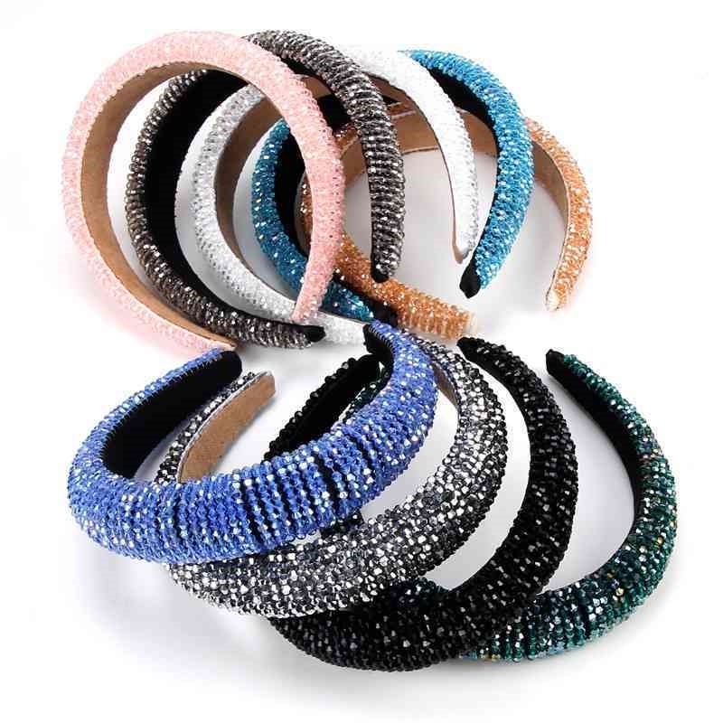

hair Ins band sponge wind high-grade pure hand string crystal wide edge Headband