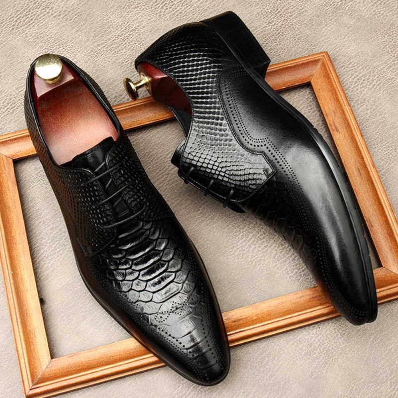 

Dress Shoes Genuine Leather Wedding Men Black Italian Business Lace Up Formal Luxury Elegant Party Oxford Shoe Size 11 12