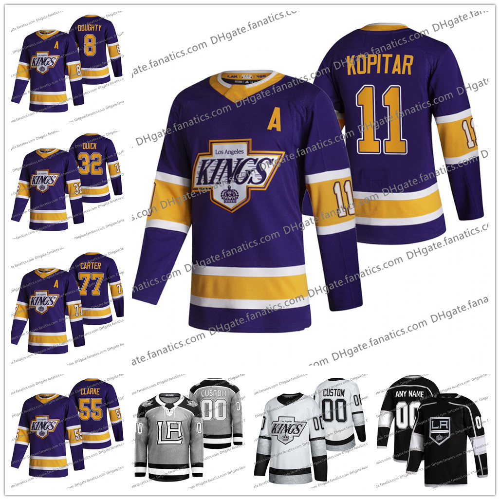 

77 Jeff Carter Los Angeles Kings 2021 Reverse Retro Jersey 55 Quinton Byfield 23 Dustin Brown 8 Drew Doughty 11 Anze Kopitar 32 Jonathan Quick Stitched Any Name Number, As photo