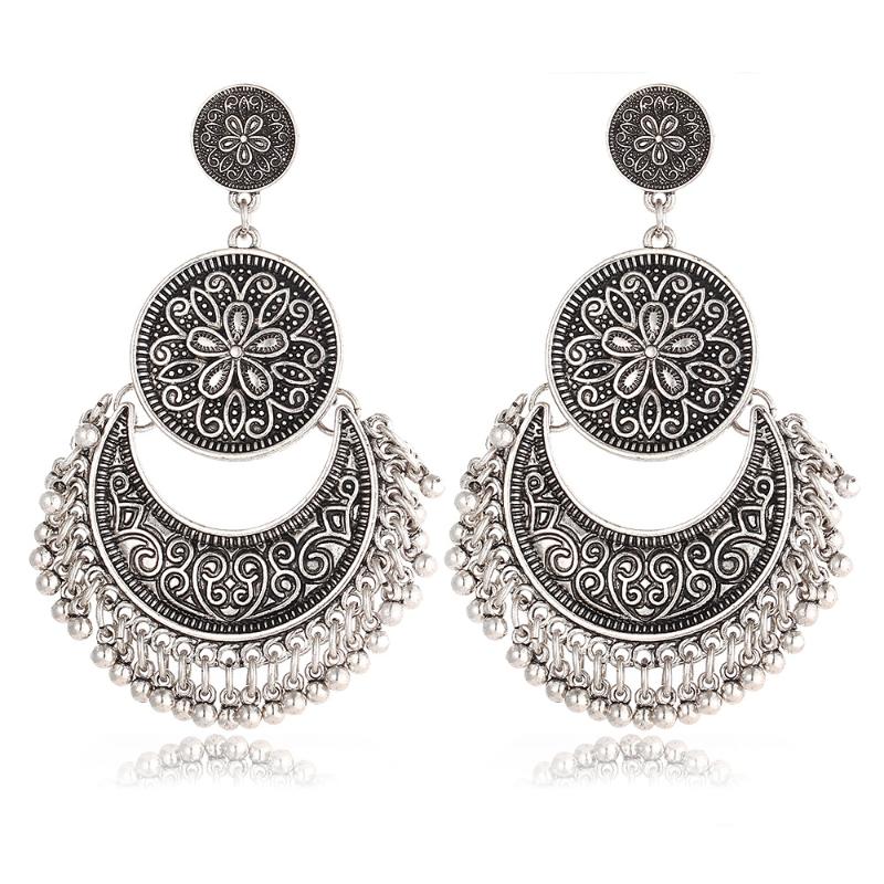

Dangle & Chandelier Bohemian Tassel Earrings For Women Fashion Jewelry Vintage Big Round Statement Fringed Drop Earring Female Jewellery 202