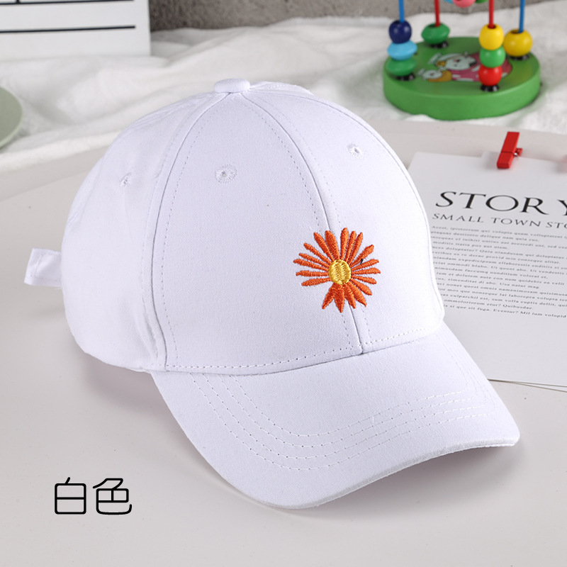

Children Hat Spring Summer Japanese Little Daisy Parent-Child Peaked Cap Korean Style Protection Sun Shade Men Women B, Black