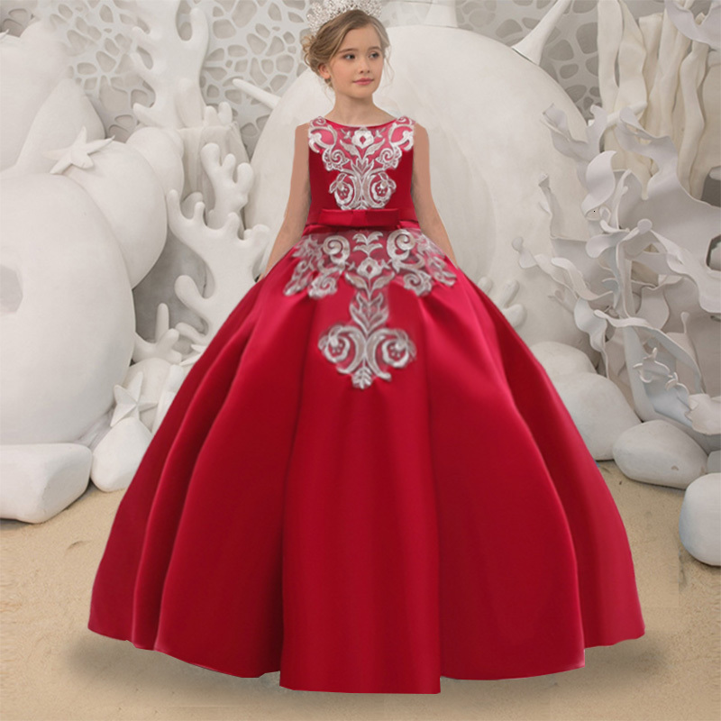 Girl&#039;s Teenager Formal Kids Dresses For Girls Bridesmaid Princess Long Evening Girl Party Wedding Dress 14 10 12 Year C0223-image-689122383