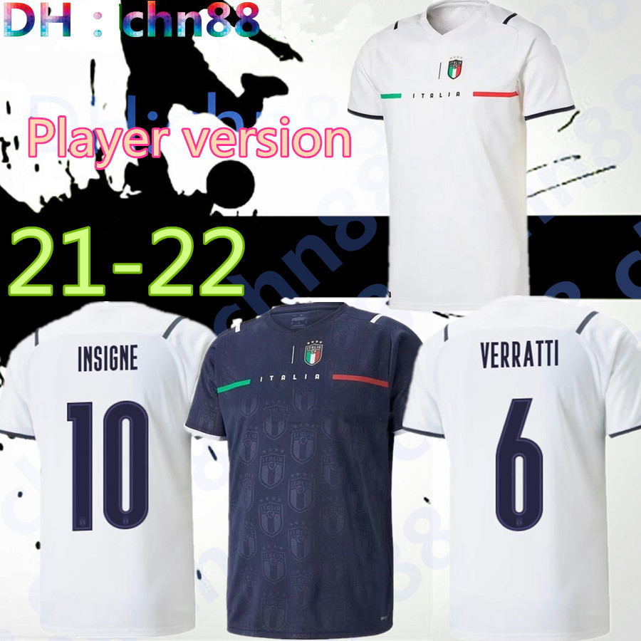 

Player version 2022 ITALY soccer Jersey 2021 BARELLA SENSI INSIGNE 20 21 European Cup Renaissance CHIELLINI BERNARDESCHI football shirts men uniforms, Black;yellow