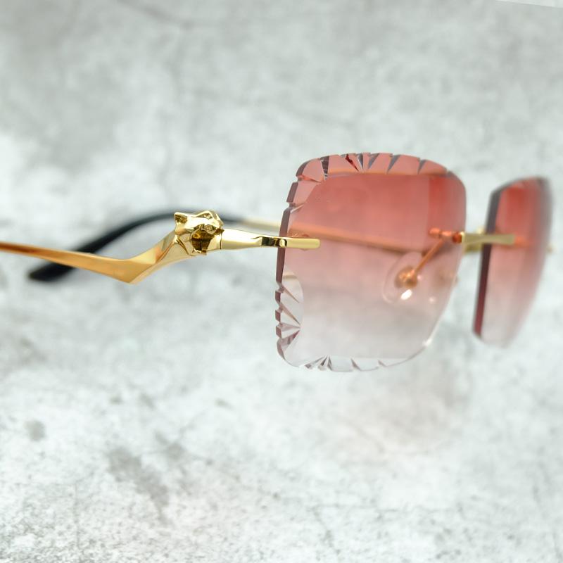 

Sunglasses Diamond Cut Mens Sun Glasses Rimless Panther Stylish Eyewear Outdoor Accessories Vintage Shades Decoration Gafas De Sol Hombre