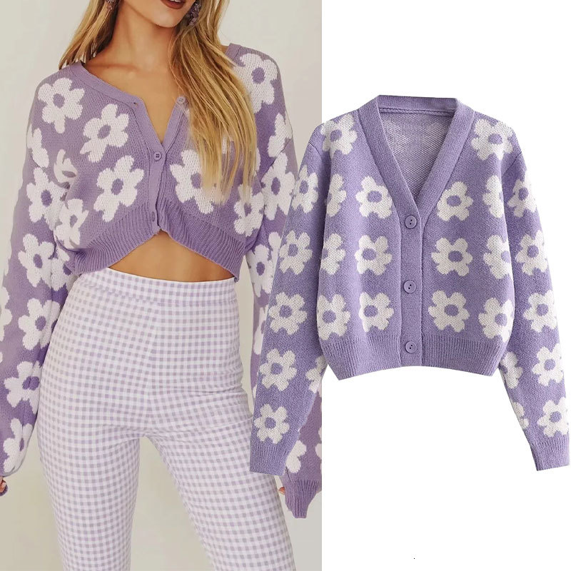 

women's sweaters za women's cardigan long sleeve, vintage woman's chic knitting jacket, short blouse, autumn k7n9, White;black