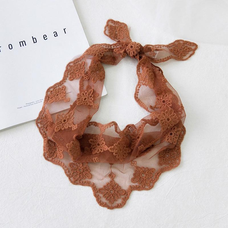 

Scarves MoriBty Solid Women Triangle Lace Scarf Wraps Floral Summer Neck Ties Collar Foulard Femme Embroidery Hair Ribbon Headwear