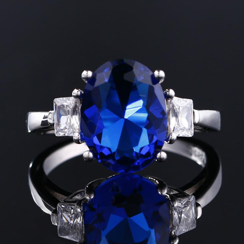 

Cluster Rings 2021 Listing Fashion Jewelry Ring Large Oval 9 * 12MM Kyanite Female Engagement Wedding Party Anniversary