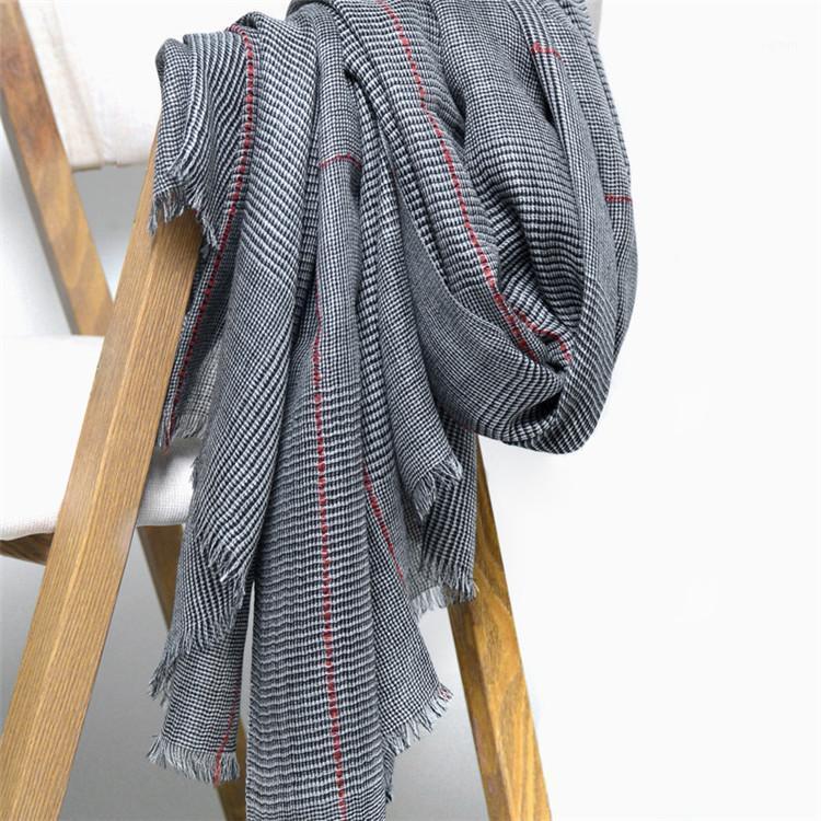 

Scarves Large Size 100%cashmere Women Plover Case Grain Scarfs Shawl Pashmina 90x200cm Small Tassel Dark Grey 3color, Blue;gray