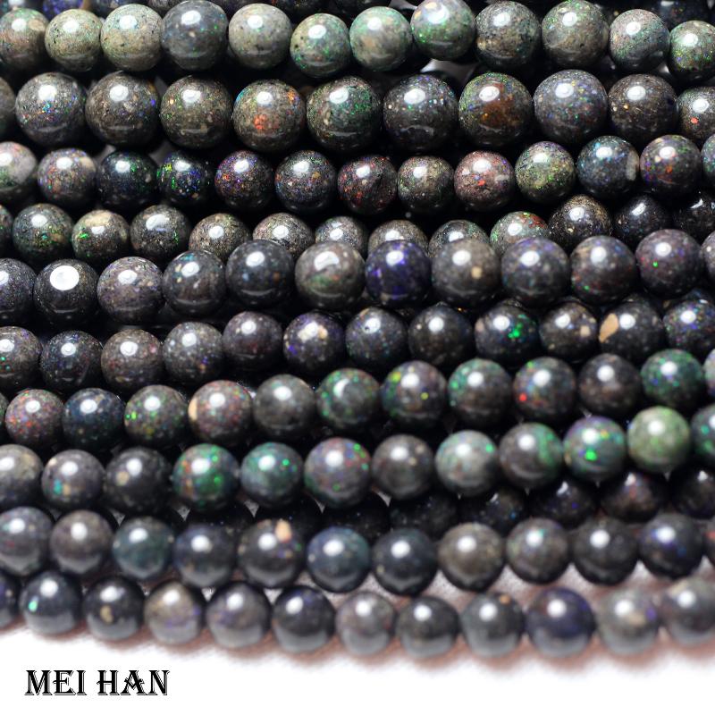 

Other Meihan Wholesale Natural 4-5mm A++ Australia Black Opal Smooth Round Tone Beads For Jewelry Making DIY Design