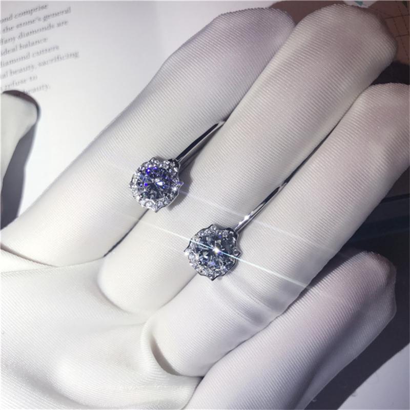 

Stud Natural Moissanite Earring For Women S925 Sterliing Silver Color Anillos De Wedding Gemstone 925 Jewelry