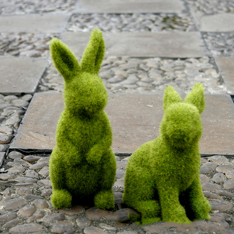 flocking fake rabbit home garden decorations courtyard grass outdoor shooting props scene decoration ornaments