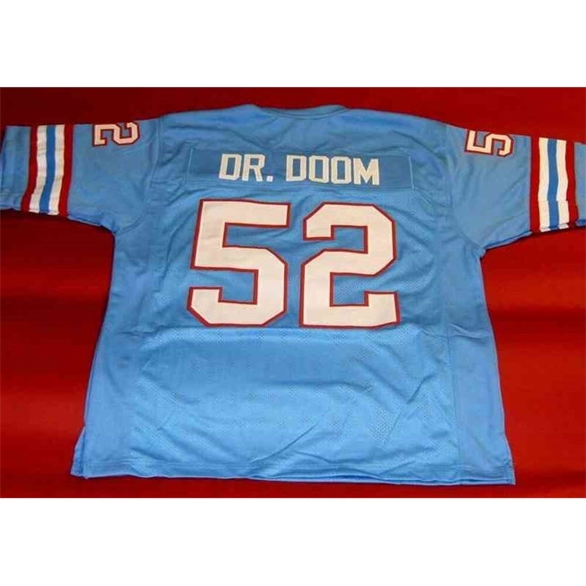 

Mitch Custom Football Jersey Men Youth Women Vintage 52 ROBERT BRAZILE DR DOOM Rare High School Size S-6XL or any name and number jerseys, Blue men s-5xl