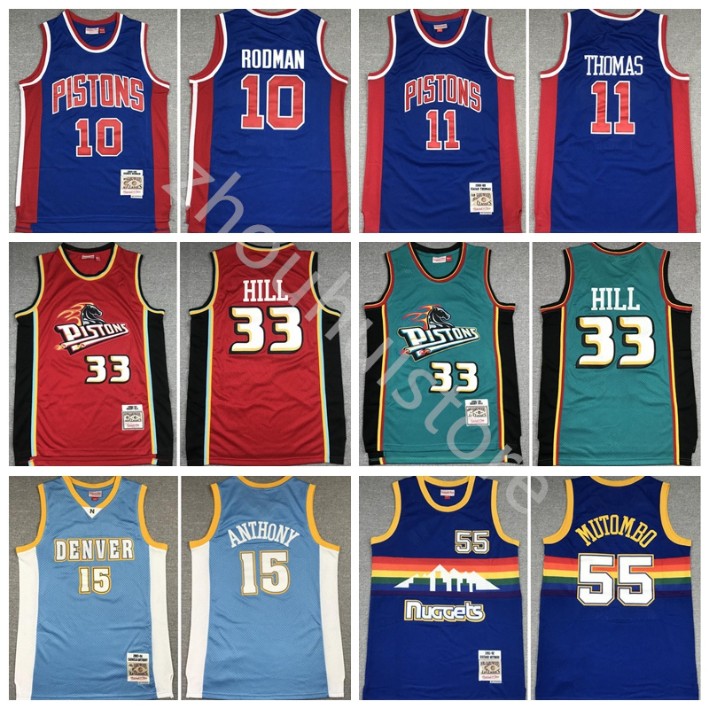 

Fast delivery Throwback Basketball Isiah Thomas Jersey 11 Dennis Rodman 10 Grant Hill 33 Dikembe Mutombo 55 Carmelo Anthony 15 Basketball sh, Black;red