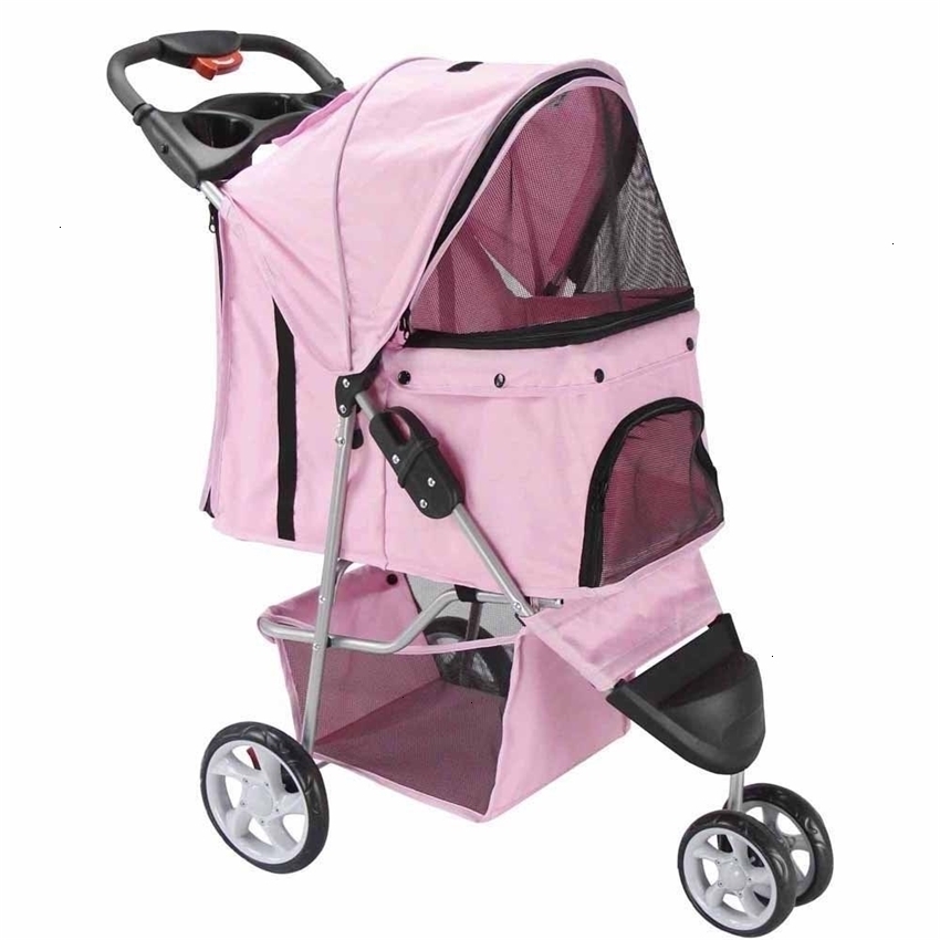

Pet Stroller Cat Dog 3 Wheel Walk Travel Folding Jogger Carrier