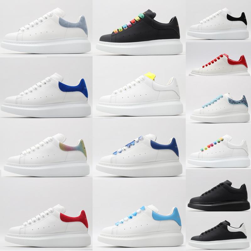 

[With Box]Men Shoe Fashion Women Leather Lace Up Platform Oversized Sole Sneakers White Black mens womens velvet suede Casual Shoes 35-45 Wi