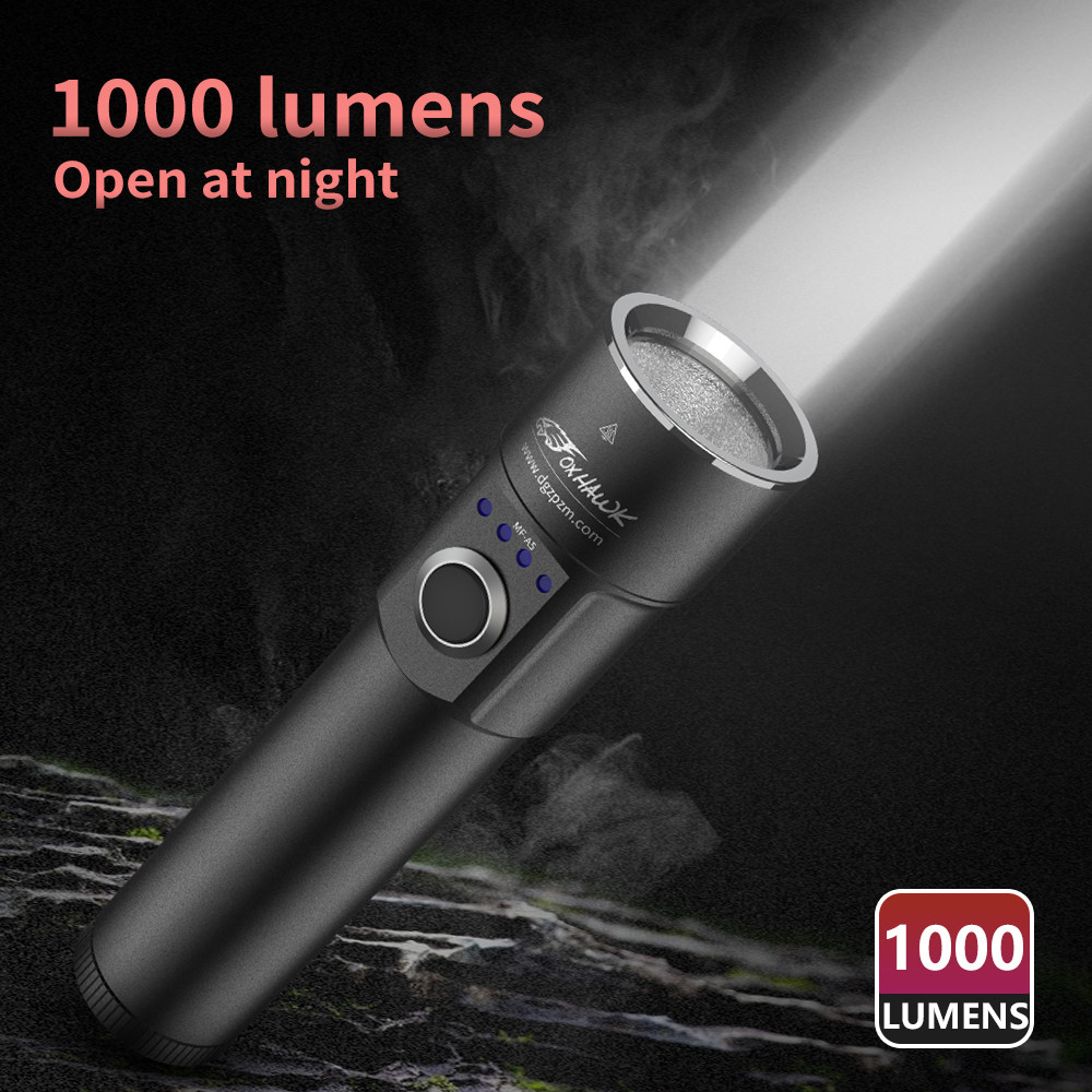 

Foxhawk USB Rechargeable 18650 led rechargeable flashlight 1000 Lumens Powerful 18650 LED Flashlight 210320