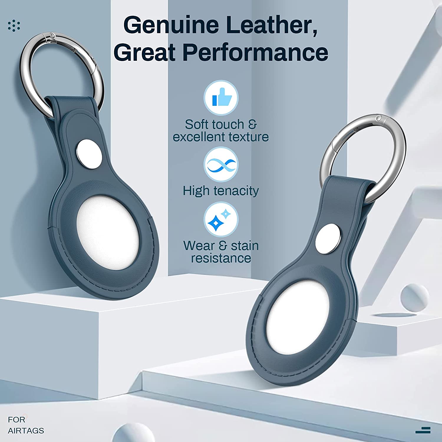 

Leather Case For AirTag Finder Anti-Scratch Protective Skin Cover with Keychain