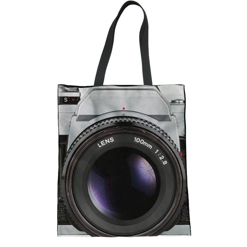 

Evening Bags Vintage Camera 3D Printing Women Summer Beach Ladies Large Linen Tote Recycling Teen Girls Cloth