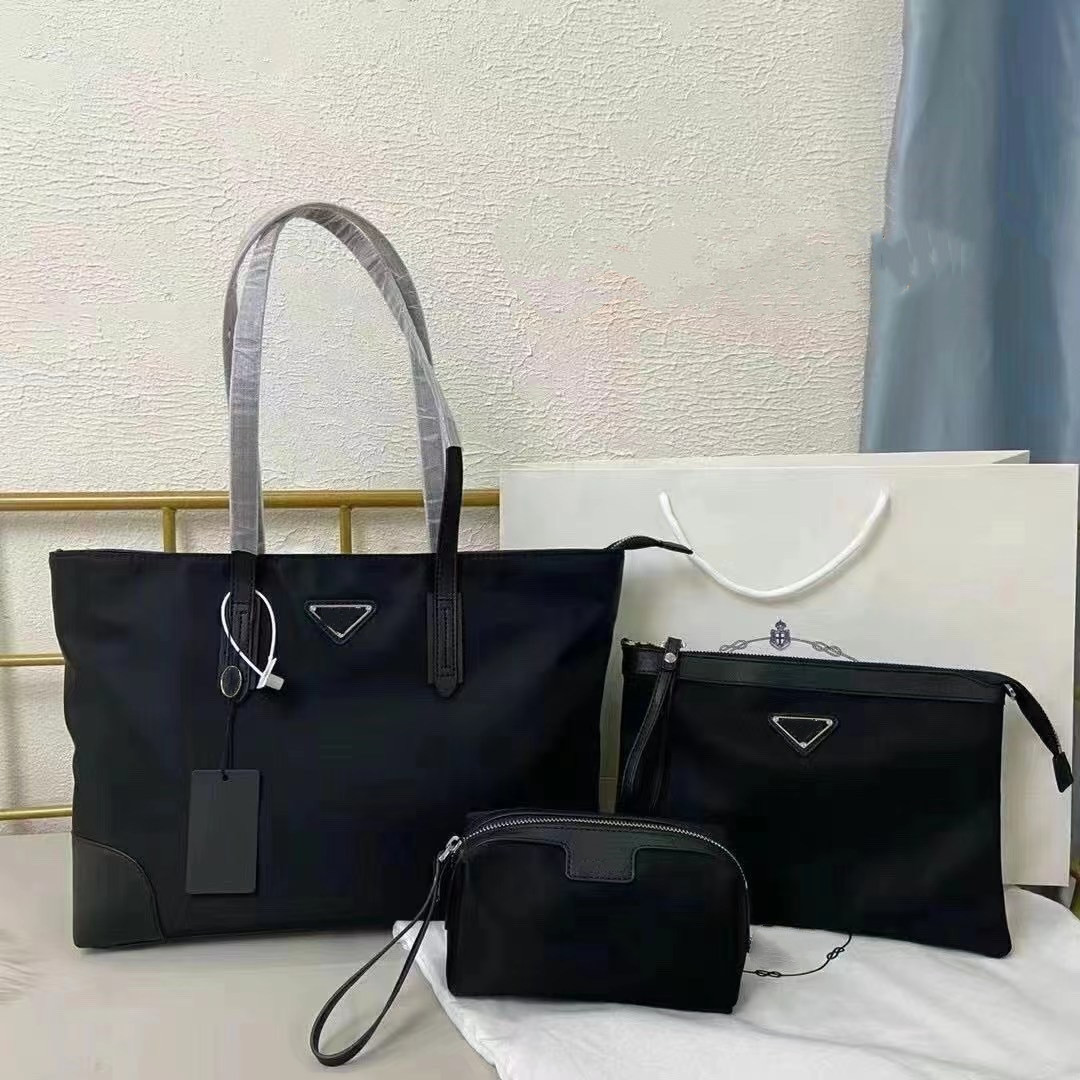 

Classic High-end Women Designer tote bag 3 Pcs Set,Handbag Evening bags Purse triple Shoulder Bags black with logo
