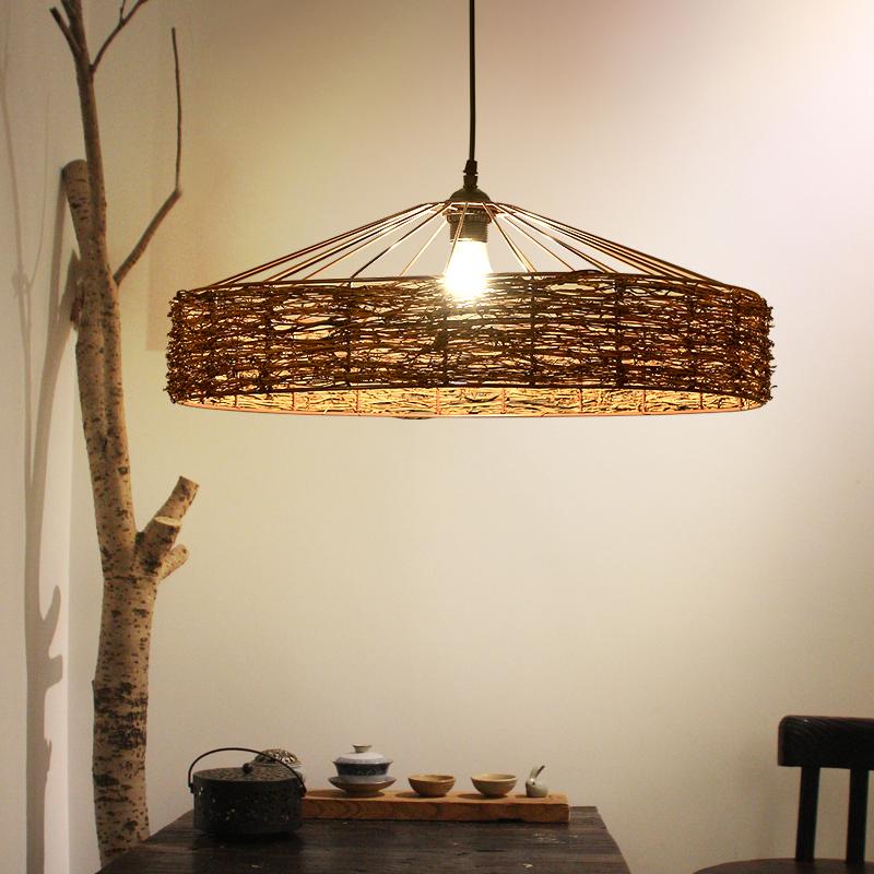 

Lamp Covers & Shades Cover Vintage Rattan Yurt Fish Line Chandelier Shade