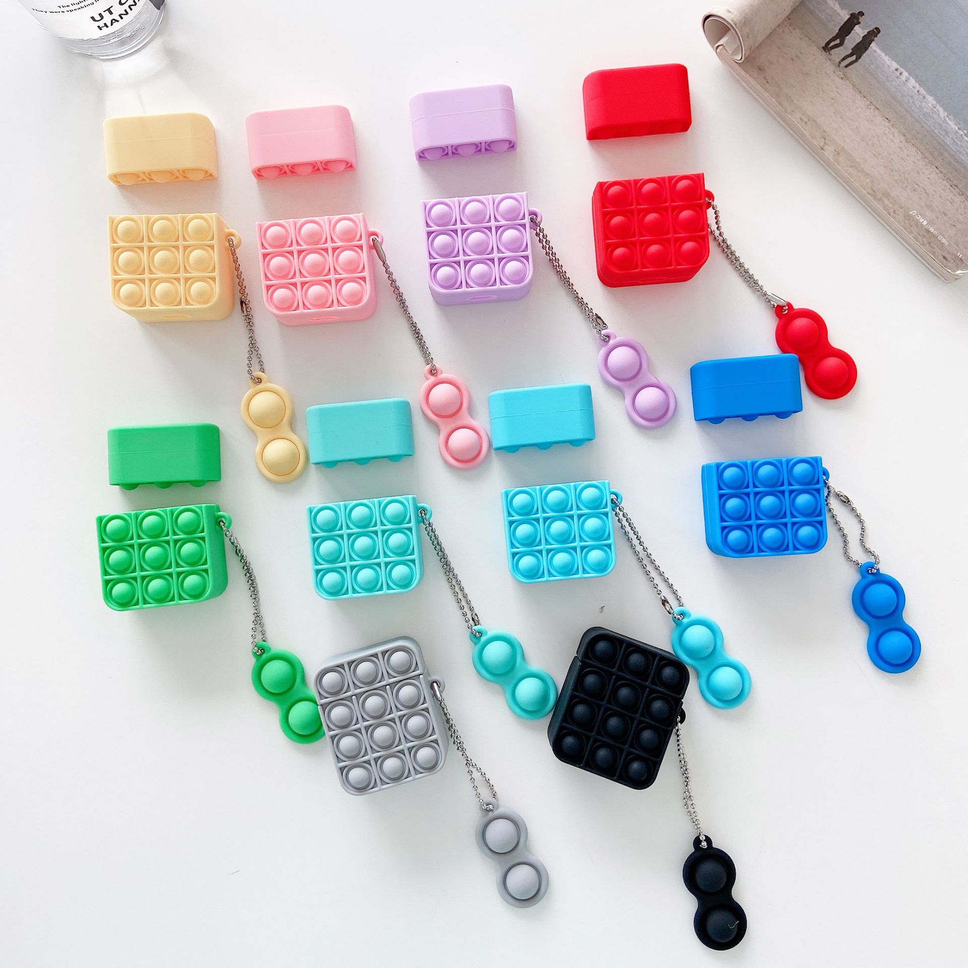 

Creative Relive Stress Pop Fidget Toys Push It Bubble Protective Cases For Airpods Pro 1 2 AirPod Decompression Soft Silicone