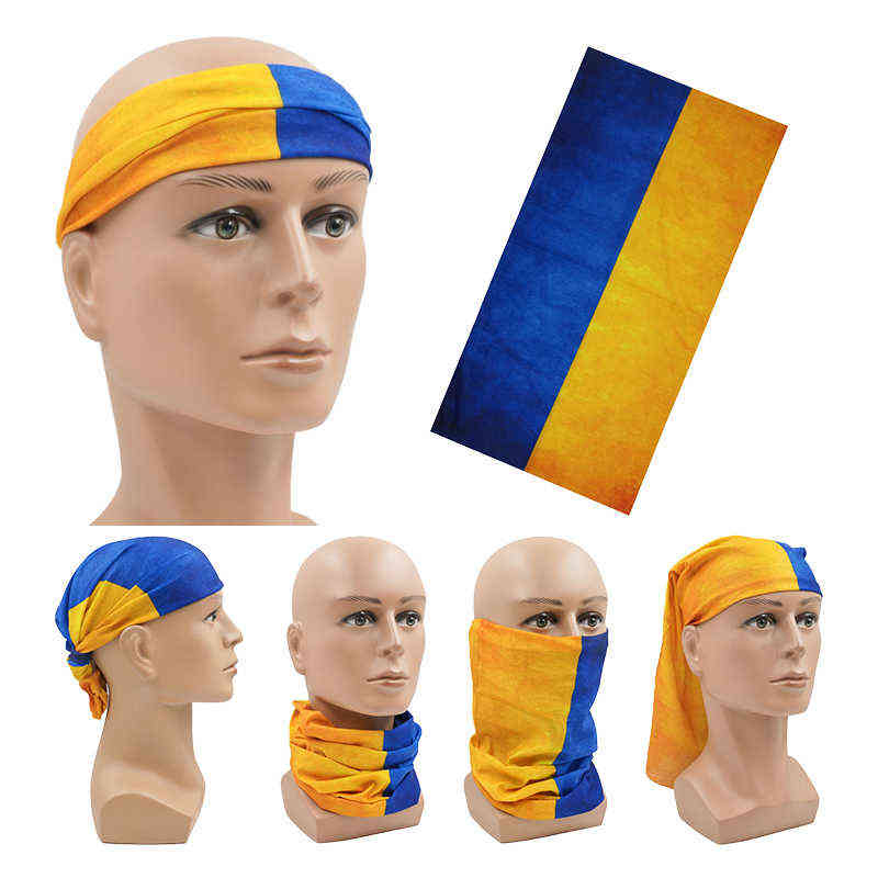 

Summer Seamless Breathable Outdoor Sports Bandana Hiking Hunting Cycling Running Scarf Riding Ukraine flag Face Mask Men Women G1206