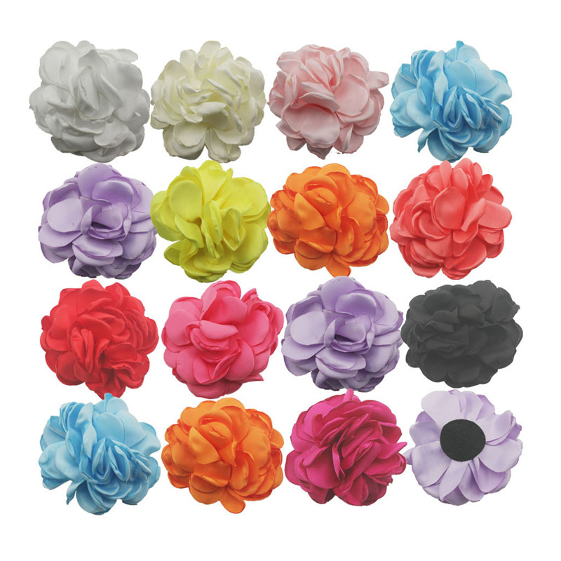 

30pcs 8cm Multilayer Satin Fabric Burned Edges Flower for Girls Hair Accessories,Headband Clothing Hair Clip Flower Supplies, Multi-color