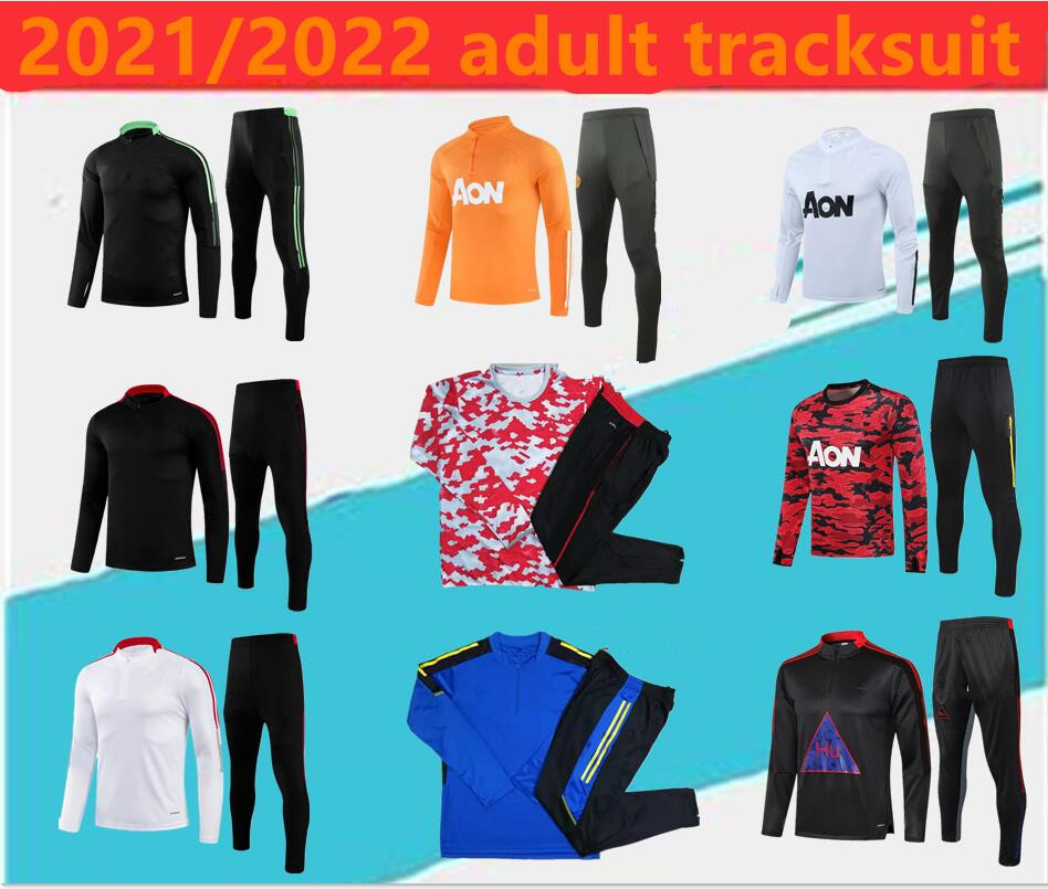 

2021/2022 manchester training suit men tracksuit MARTIAL football sportswear foot Chandal jogging POGBA United Soccer top quality., Black
