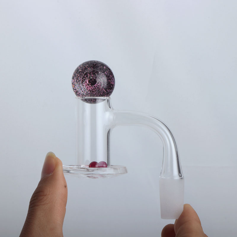 

Beveled Edge Full Weld Blender Smoking Quartz Banger With 25mm Solid Marbles & Terp Pearls 20mmOD 45&90 Nails For Glass Bongs Dab Rigs