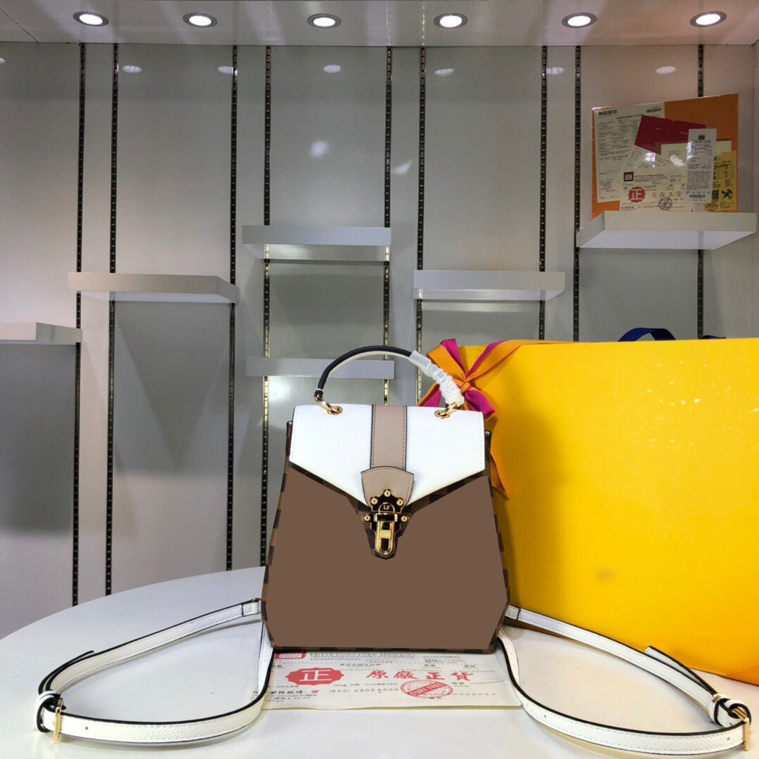 

2021 Damier Ebene Clapton Backpack N42262 White Brown Size:21 x 21 11 CM V-174
