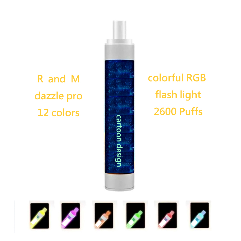 

r and m dazzle pro disposable vape pen device electronic cigarette Pods colorful RGB flash light e-cigarettes vapor Rechargeable battery wholesale