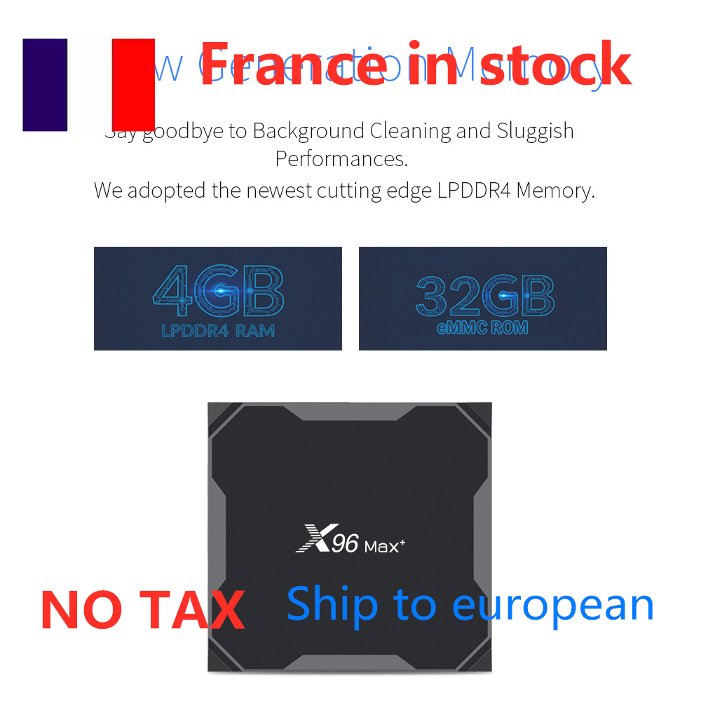 

ship from France to european Android 9.0 TV BOX X96 MAX Plus Amlogice S905X3 4GB 32GB 8K 1000M 5G Dual WIFI