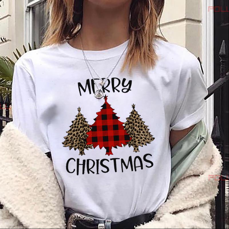 

Fashion Women Tops T Shirt Cute Merry Christmas Tree Printed Tee Tumblr Graphic Female Camisa Print shirts, White