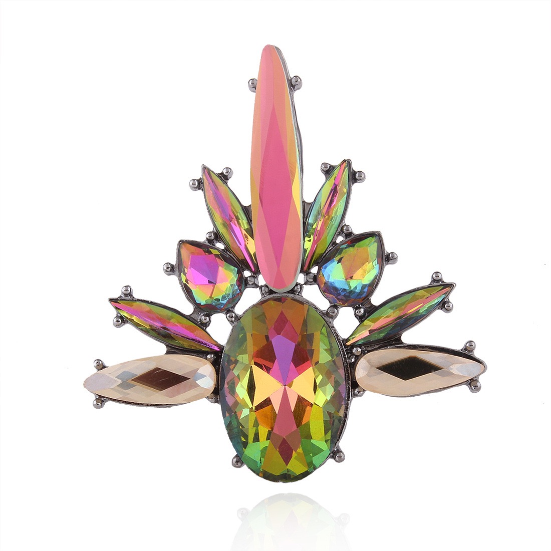 

R0049European and American diamond ring fashion personality exaggeration retro jewelry, Silver