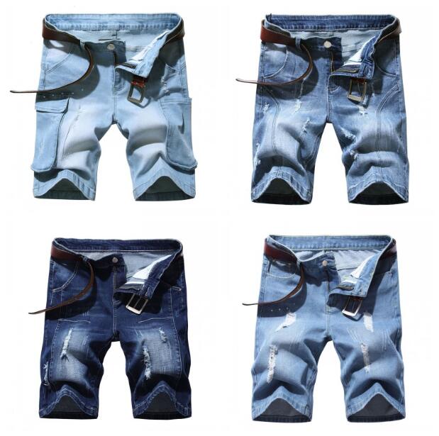 

fashion arrivals men denim shorts Distress Ripped Destroyed blue short jeans mans trousers ST313, White;black